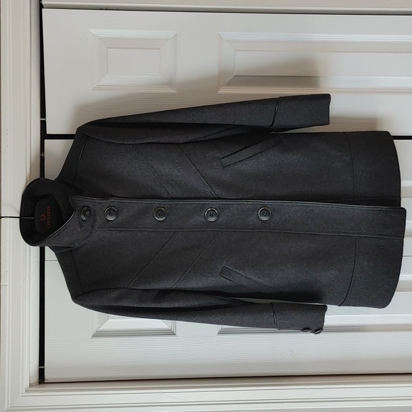 Marcona Wool Blend Pea Coat Charcoal Grey Size Small - Picture 1 of 12
